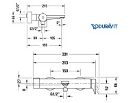 MEDIDAS MONOMANDO BAÑO-DUCHA TULUM DURAVIT